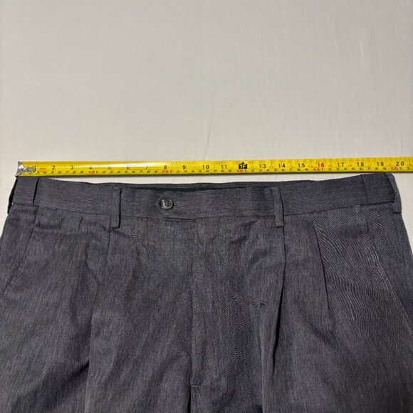 Perry Ellis Portfolio Dress Pants 38x30 Heather Gray Pleated Cuffed Classic Fit - Picture 9 of 11